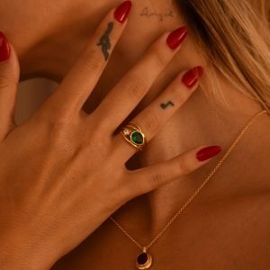 Rene Statement Ring in Gold and Green